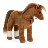 Quarter Horse plush from Breyer - Showstoppers by Aurora, chestnut with white markings and a Breyer-tagged bridle.